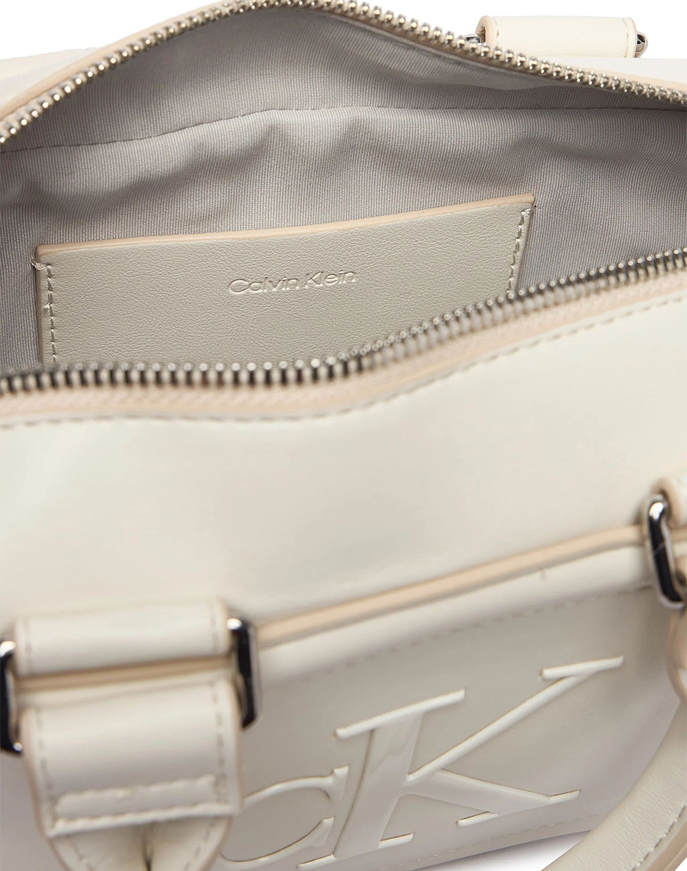 Calvin Klein Jeans Bold Ck Elongated Mini Tote Lv04F3411G-Fup Offwhite Γυναικεία αξεσουάρ τσάντες Politikos Shop Πολιτικός