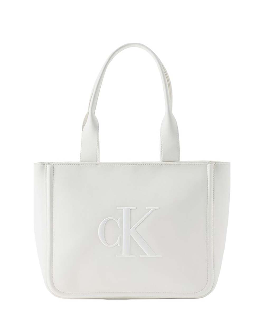CALVIN KLEIN RAISED CK MEDIUM TOTE LV04F3218G-4LX White