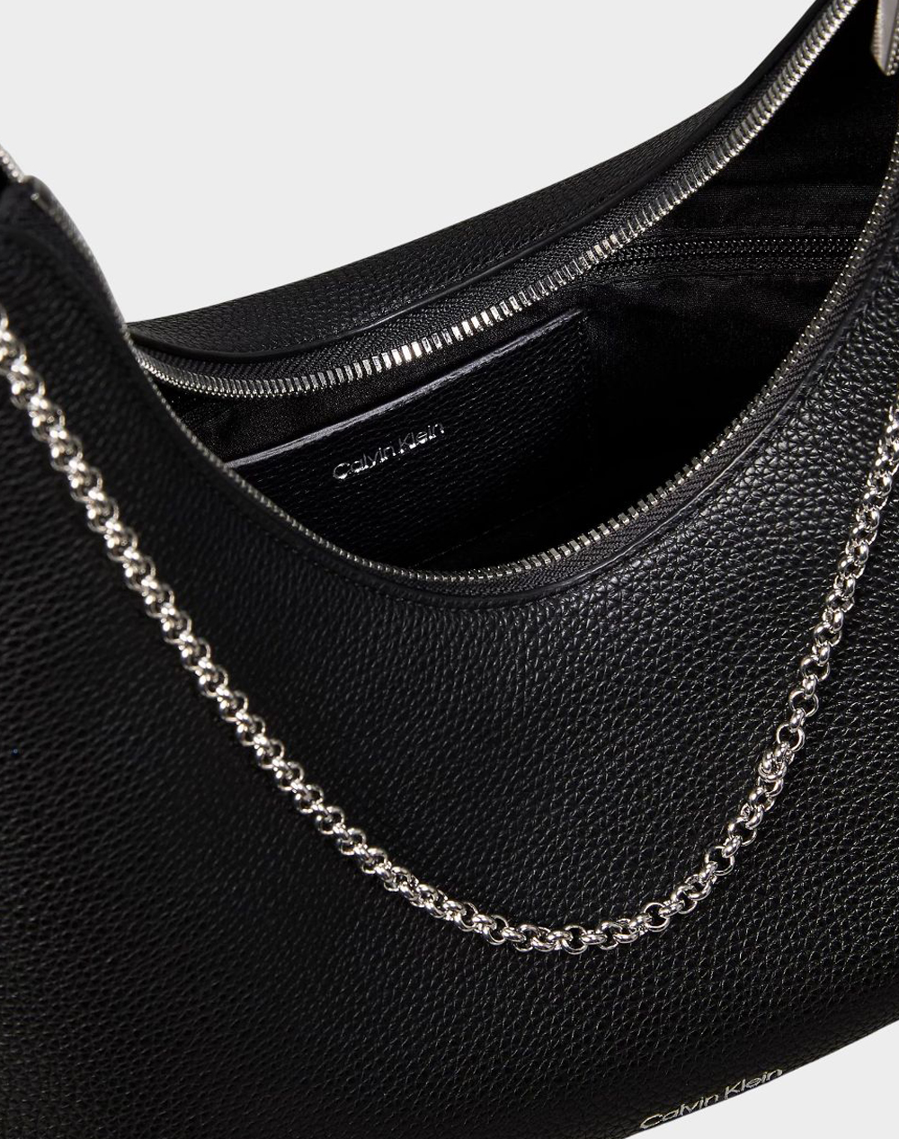 Calvin Klein Jeans Emblem Hw Pebble Top Zip Hobo Lv04F3495G-Ub1 Black Γυναικεία αξεσουάρ τσάντες Politikos Shop Πολιτικός