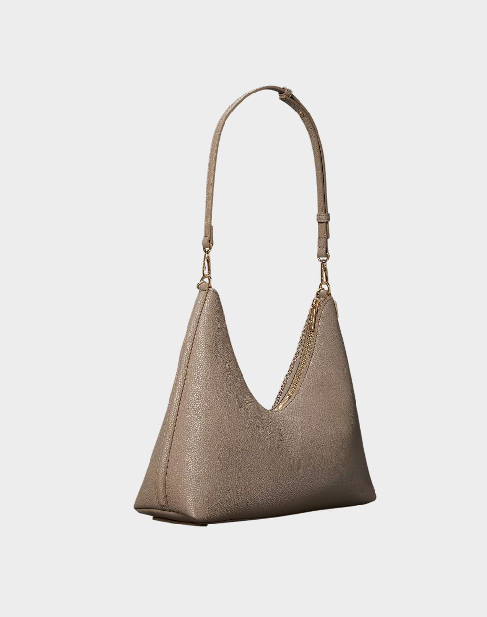 CALVIN KLEIN JEANS EMBLEM HW PEBBLE TOP ZIP HOBO LV04F3495G-VFU SandyBrown