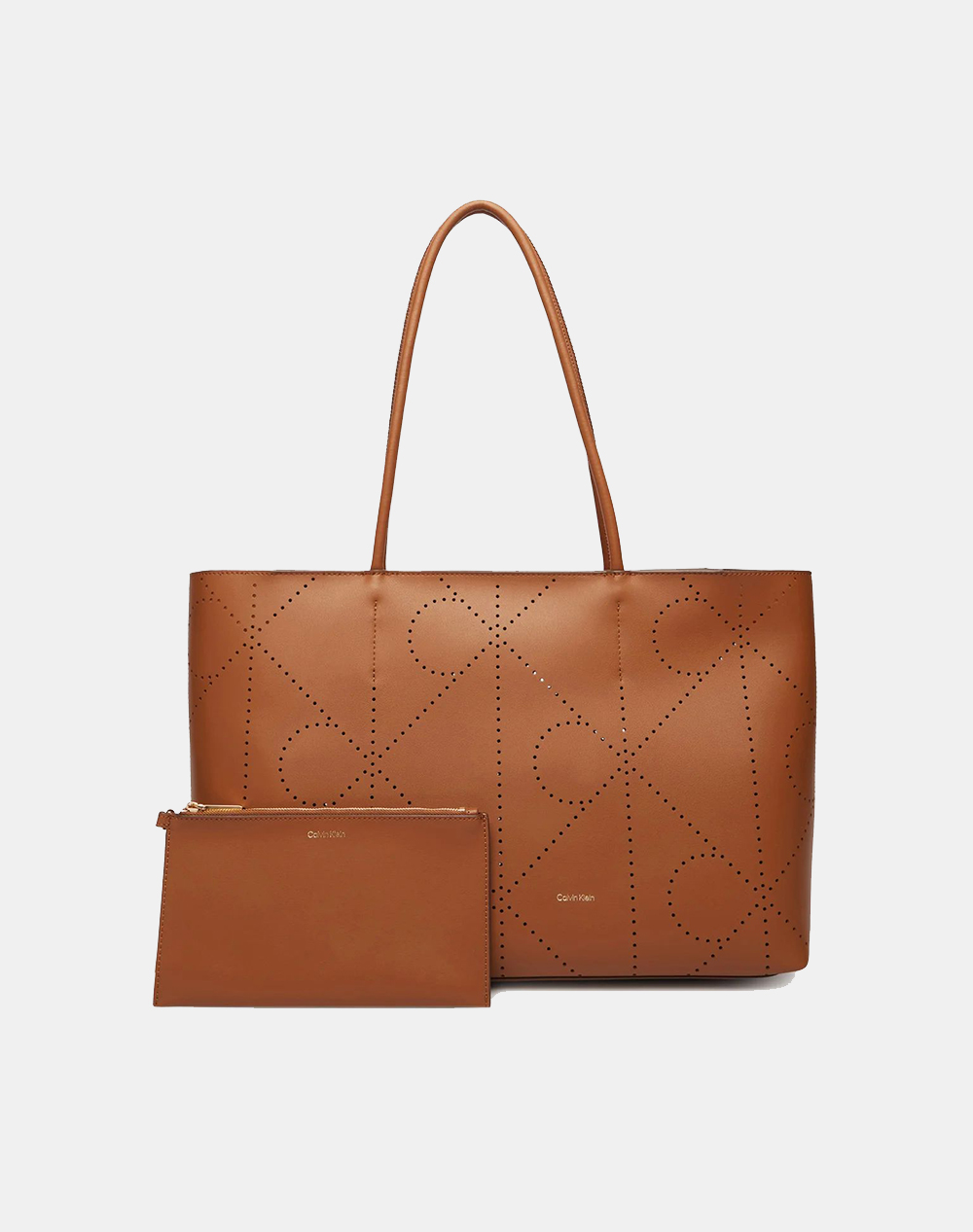 CALVIN KLEIN JEANS EMBLEM AOP PERFOR LTHR TOTE LV04F3359G-46H Cappuccino