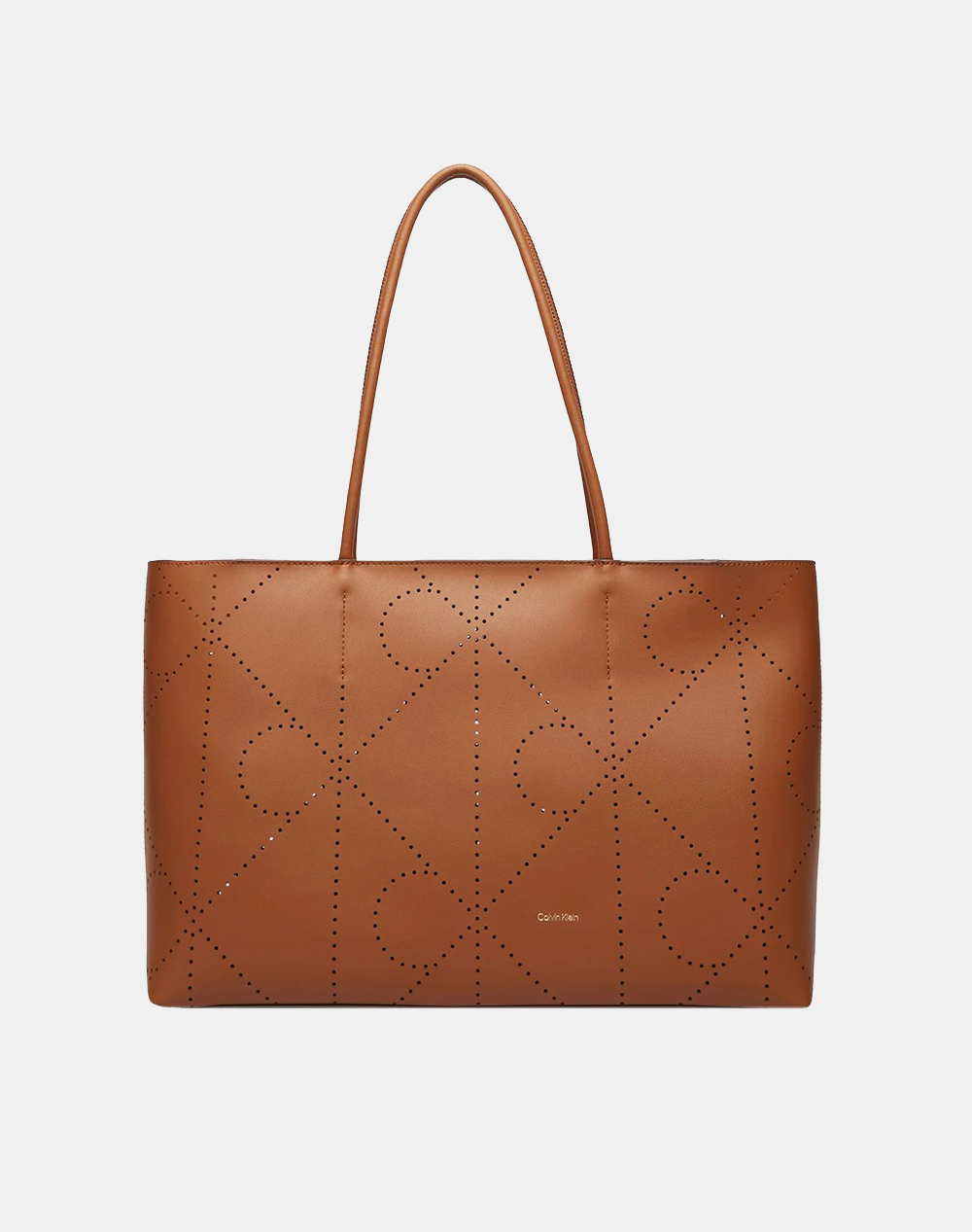 CALVIN KLEIN JEANS EMBLEM AOP PERFOR LTHR TOTE LV04F3359G-46H Cappuccino