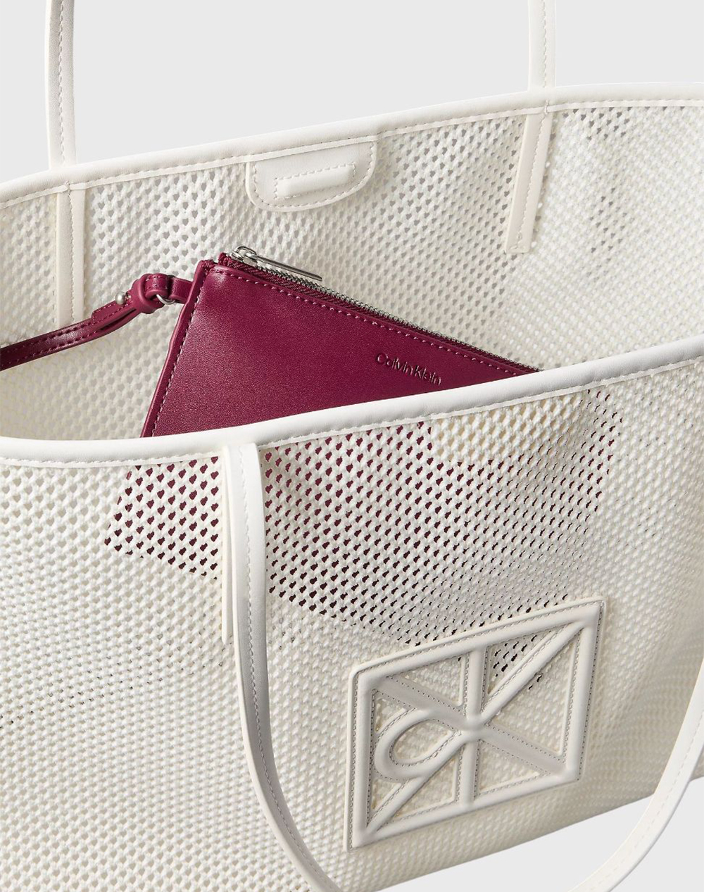 Calvin Klein Jeans Emblem Mesh Tote Lv04F3380G-4Lx Offwhite Γυναικεία αξεσουάρ τσάντες Politikos Shop Πολιτικός