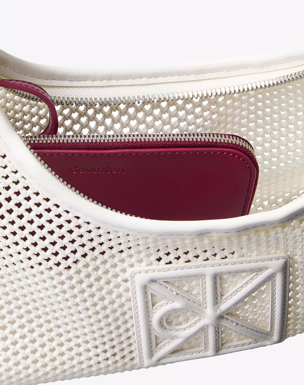 Calvin Klein Jeans Emblem Mesh Shoulder Bag Lv04F3381G-4Lx Offwhite Γυναικεία αξεσουάρ τσάντες Politikos Shop Πολιτικός