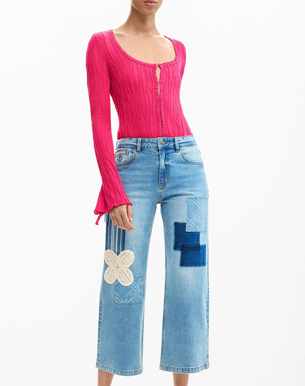 Desigual Denim Leto Παντελόνι Γυναικείο 26Swdd24-5053 Denimblue Γυναικεία ρούχα παντελόνια Jean 5P Cargo Politikos Shop Πολιτικός