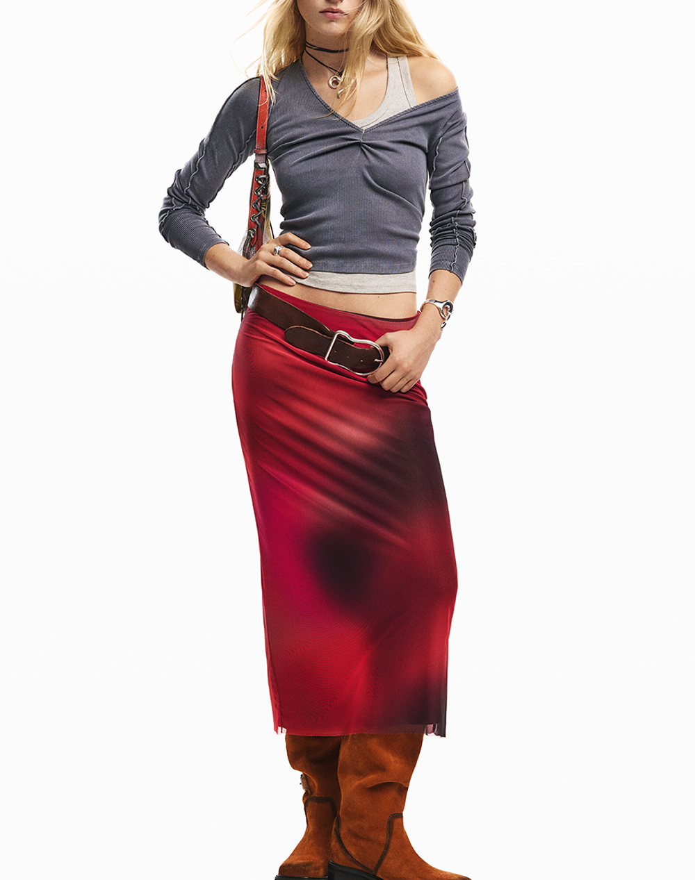 Desigual Fal Asmee Φούστα Γυναικείο 26Swfk02-3098 Red Γυναικεία ρούχα φούστες Politikos Shop Πολιτικός
