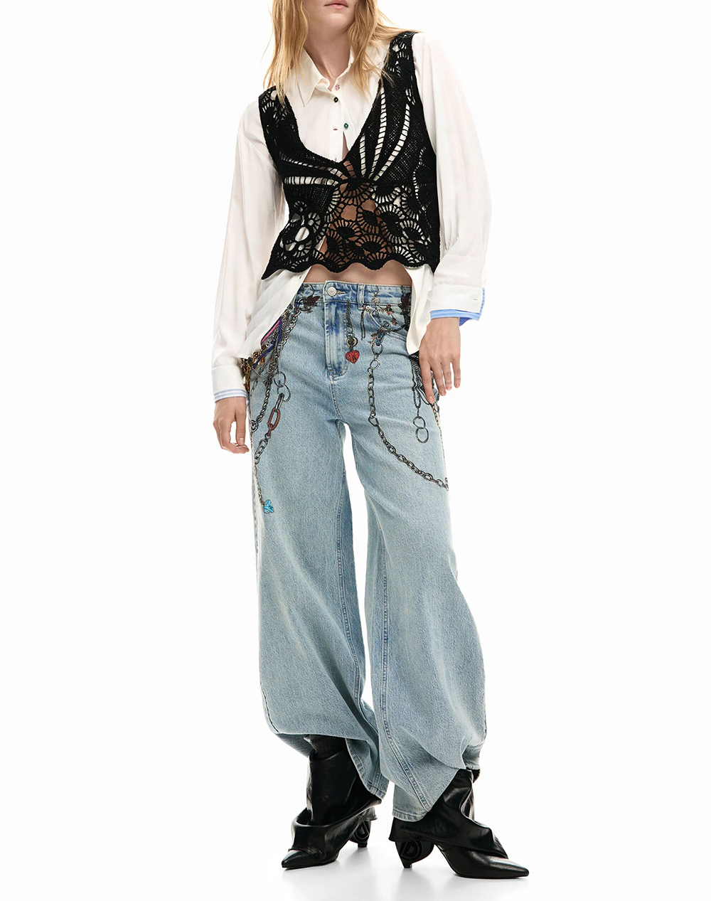Desigual Cam Lirio Πουκαμισο Γυναικείο 26Swcw07-1000 White Γυναικεία ρούχα πουκάμισα Politikos Shop Πολιτικός