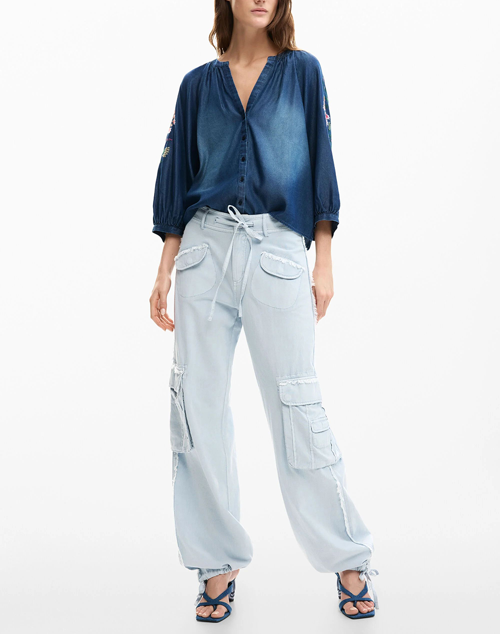 Desigual Blus Chambre Μπλούζα Γυναικείο 26Swbw16-5055 Blue Γυναικεία ρούχα μπλούζες Τοπ Κορμακια Politikos Shop Πολιτικός