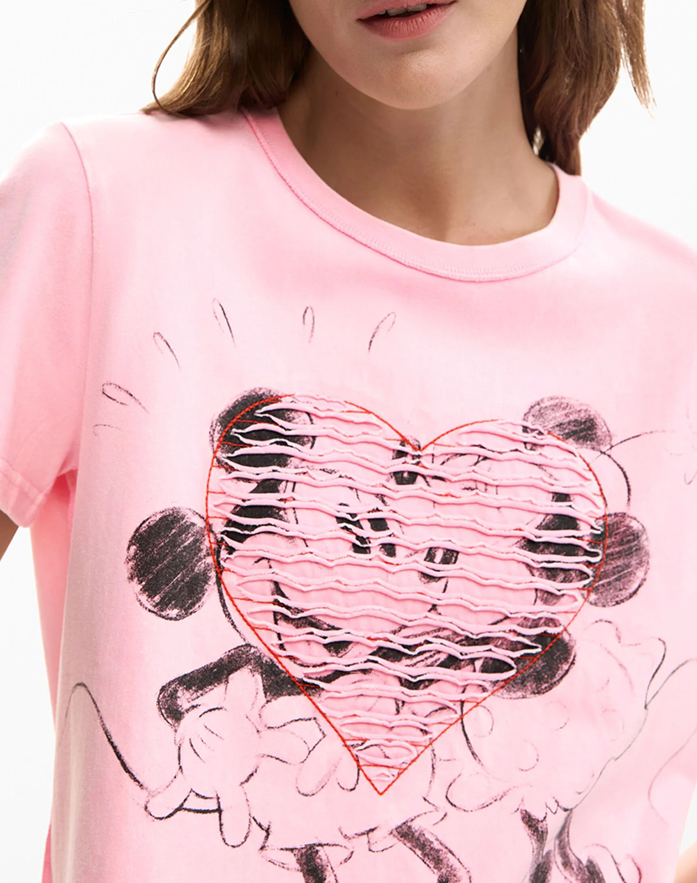 Desigual Ts Core Mickey Μπλούζα Γυναικείο 26Swtk42-3018 Lightpink Γυναικεία ρούχα μπλούζες Τ-Shirt Politikos Shop Πολιτικός