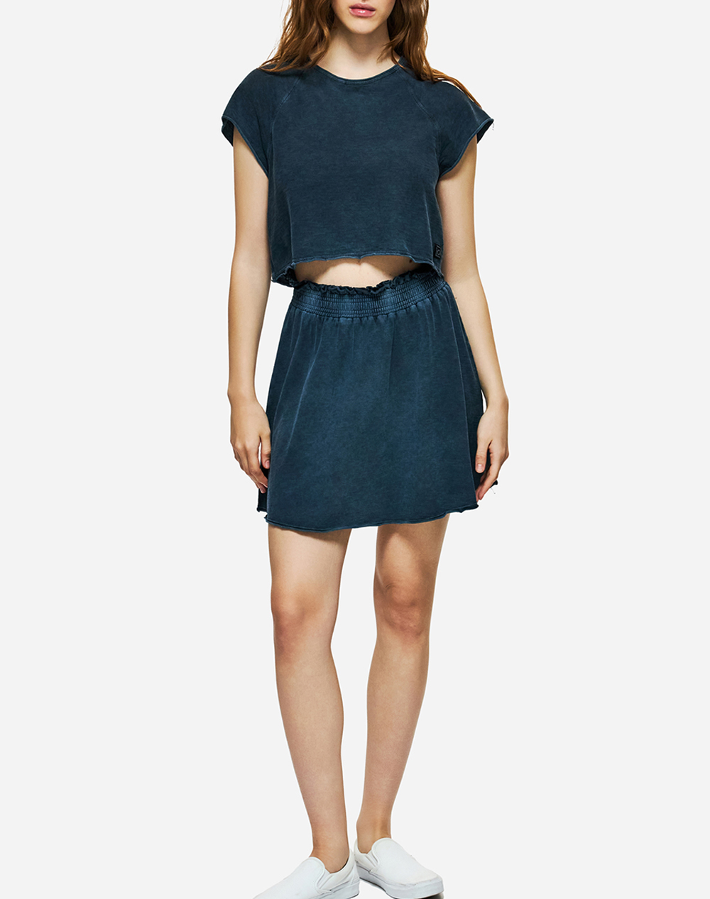Dirty Laundry Mini Skirt With Raw Edges Dlwsk000006-Vintage Blue Darkblue Γυναικεία ρούχα φούστες Politikos Shop Πολιτικός
