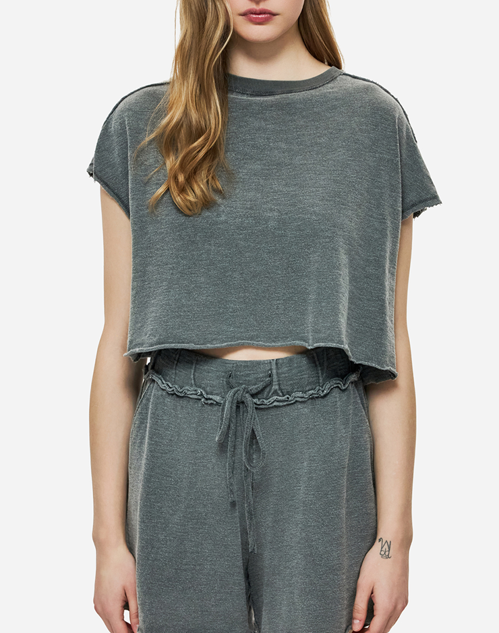 DIRTY LAUNDRY RELAXED RAW CUT T-SHIRT DLWT000148-VINTAGE GREY DarkGray φωτογραφία