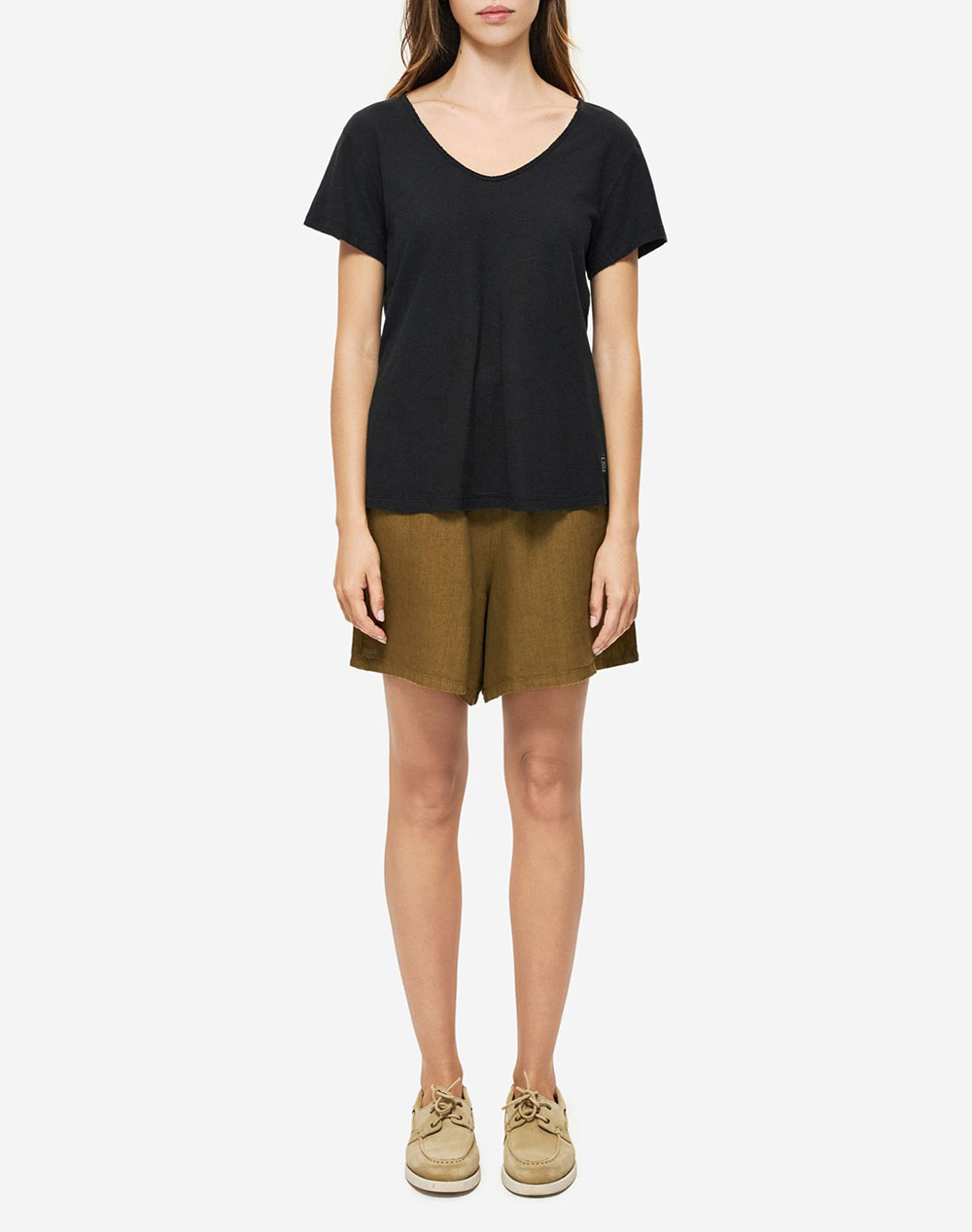 Dirty Laundry V-Neck Linen Blend T-Shirt Dlwt000152-Black Black Γυναικεία ρούχα μπλούζες Τ-Shirt Politikos Shop Πολιτικός