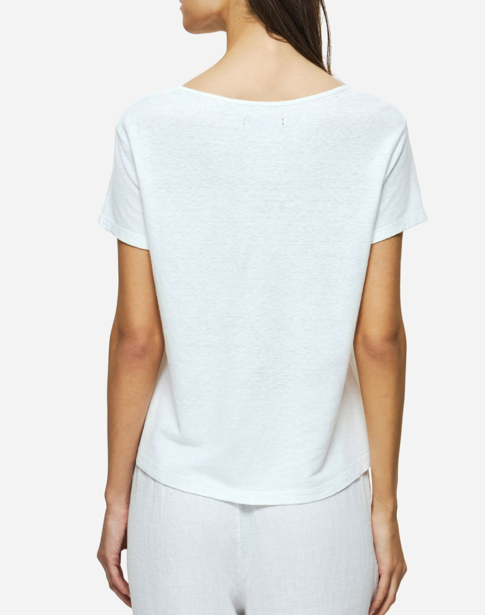 DIRTY LAUNDRY DIRTY LAUNDRY V-NECK LINEN BLEND T-SHIRT DLWT000152-WHITE White - 2