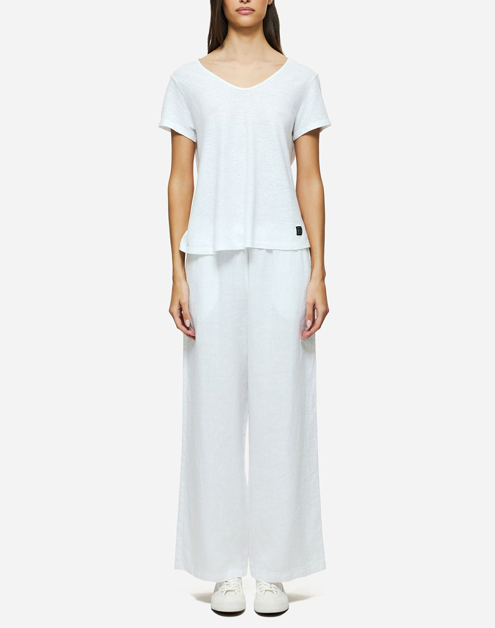 Dirty Laundry V-Neck Linen Blend T-Shirt Dlwt000152-White White Γυναικεία ρούχα μπλούζες Τ-Shirt Politikos Shop Πολιτικός