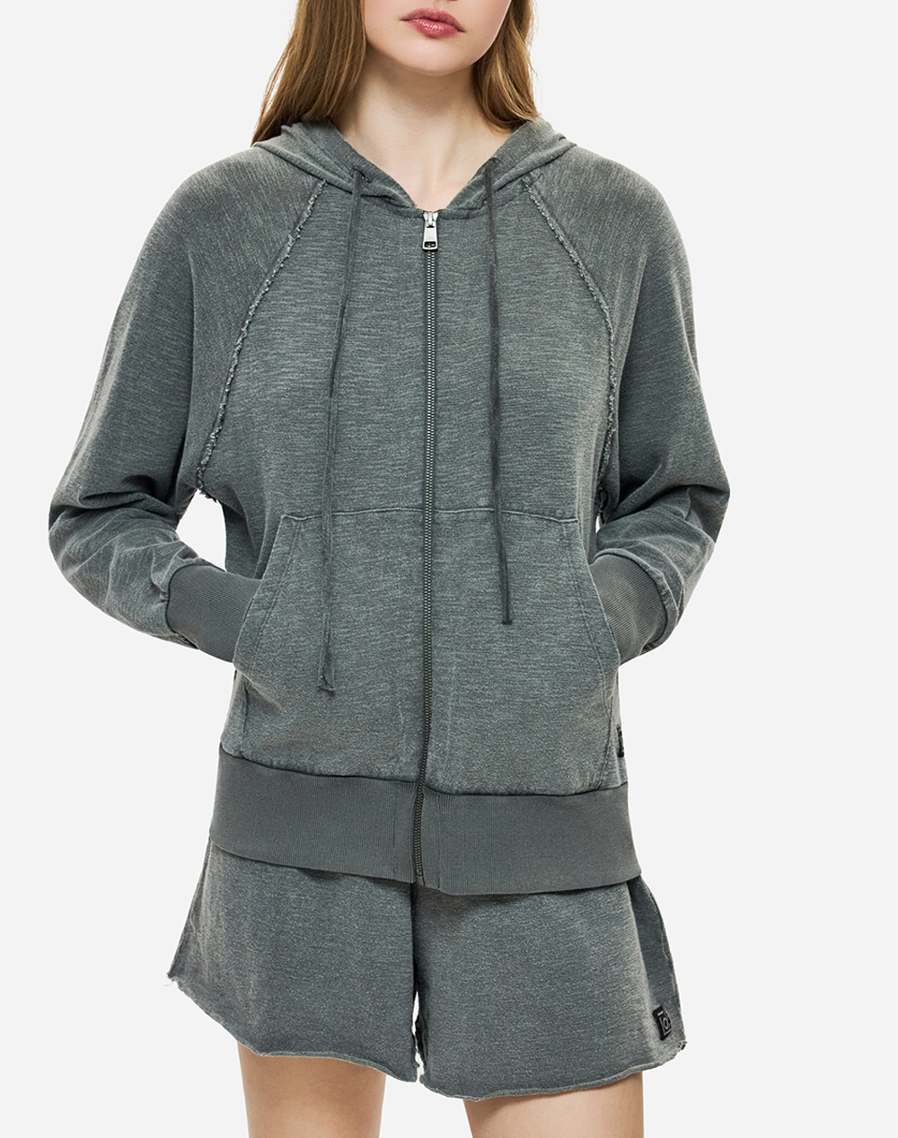 DIRTY LAUNDRY DIRTY LAUNDRY REGULAR RAGLAN FULLZIP DLWF000061-VINTAGE GREY DarkGray