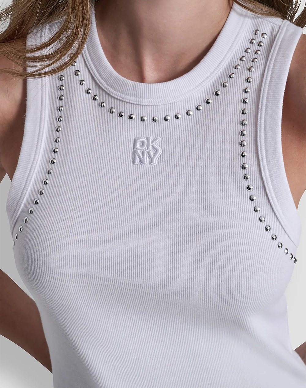 Dkny Dj5T1694 Μπλούζα Αμανικη Dj5T1694-Wht White Γυναικεία ρούχα μπλούζες Τοπ Κορμακια Politikos Shop Πολιτικός