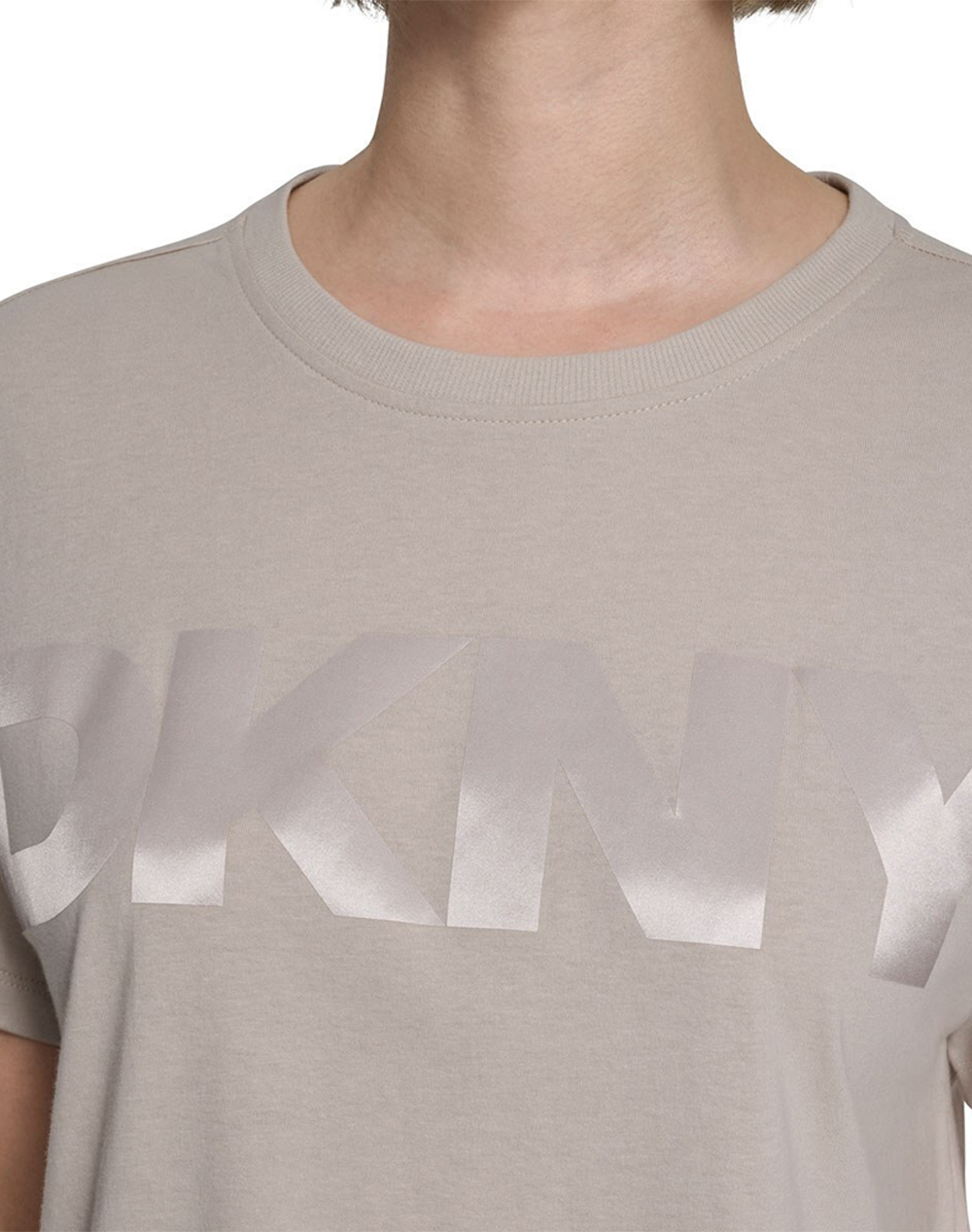 Dkny Dp6T1534 Logo Μπλουζακι Κοντομανικο Dp6T1534-Ota Biege Γυναικεία ρούχα μπλούζες Τ-Shirt Politikos Shop Πολιτικός