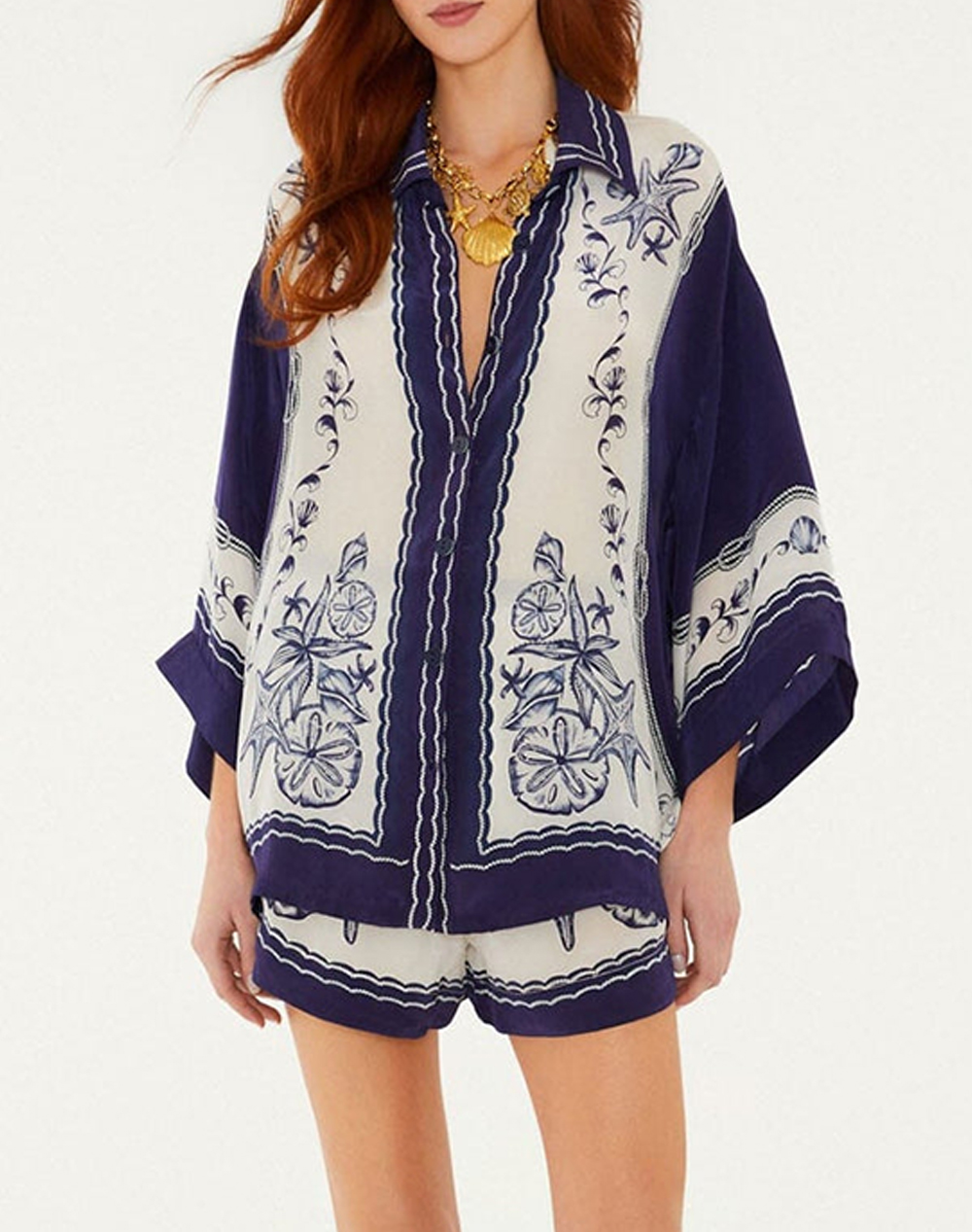 FARM RIO COAST SCARF OFF-WHITE SHIRT-COAST SCARF OFF-WHITE 360773-25246-25246 NavyBlue