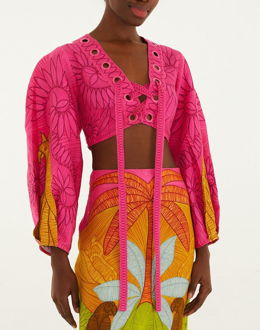 FARM RIO USIACURI MULTICOLOR EYELET BLOUSE-USIACURI MULTICOLOR 357683-26102 Multi