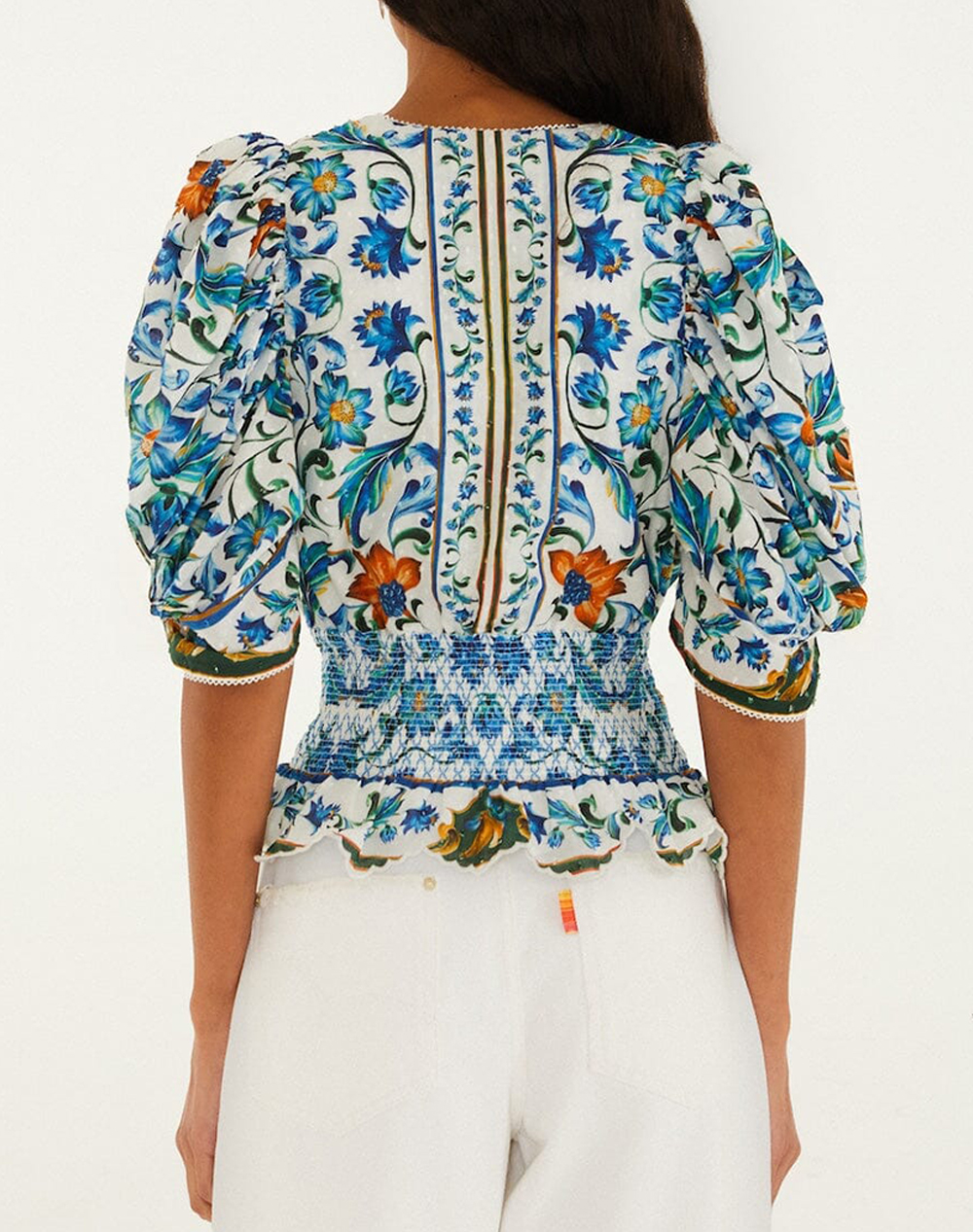 FARM RIO FARM RIO FLORA TILE OFF-WHITE BLOUSE-FLORA TILE OFF-WHITE 348831-26038 Multi - 2