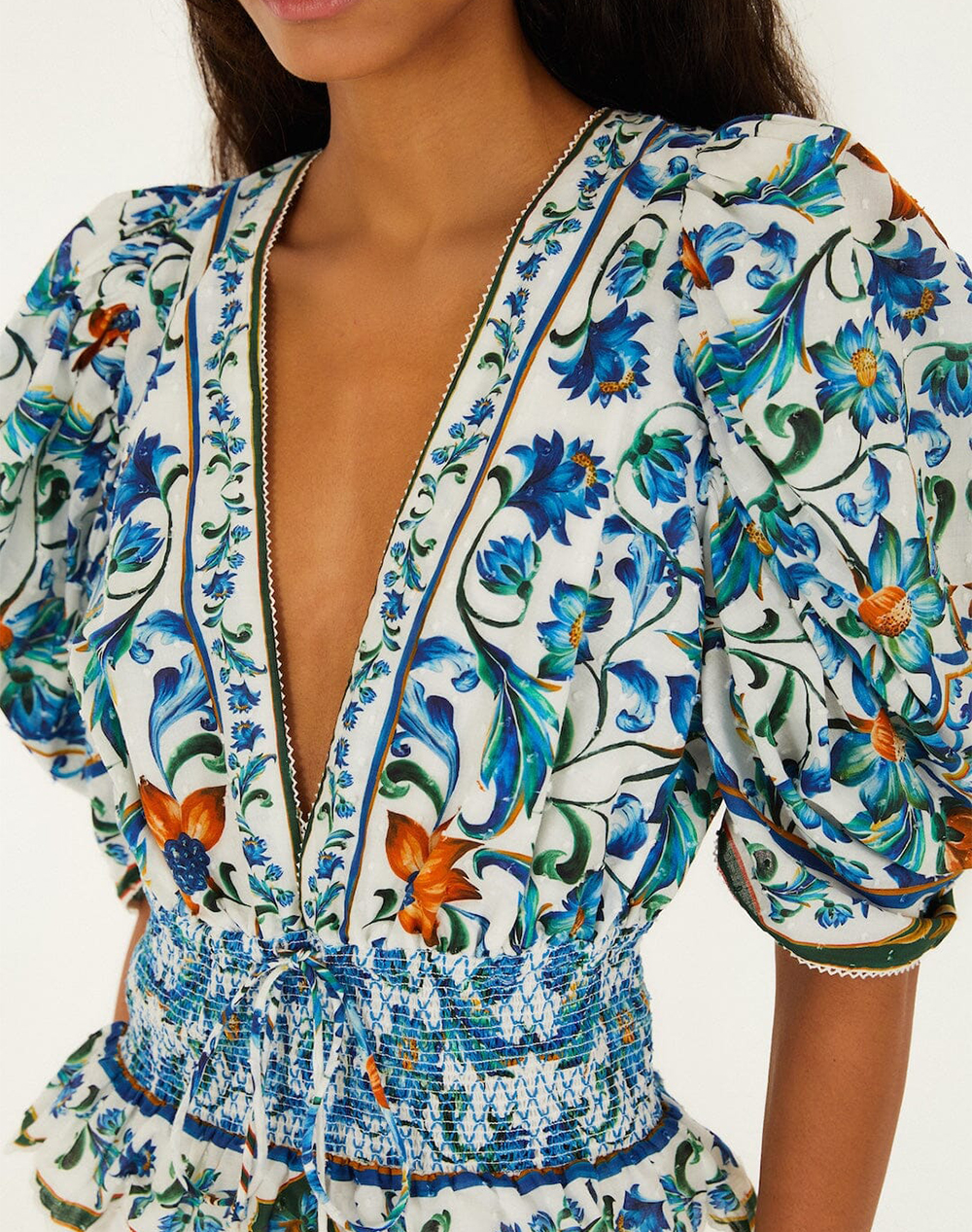 Farm Rio Flora Tile Off-White Blouse-Flora 348831-26038 Multi Γυναικεία ρούχα μπλούζες Τοπ Κορμακια Politikos Shop Πολιτικός