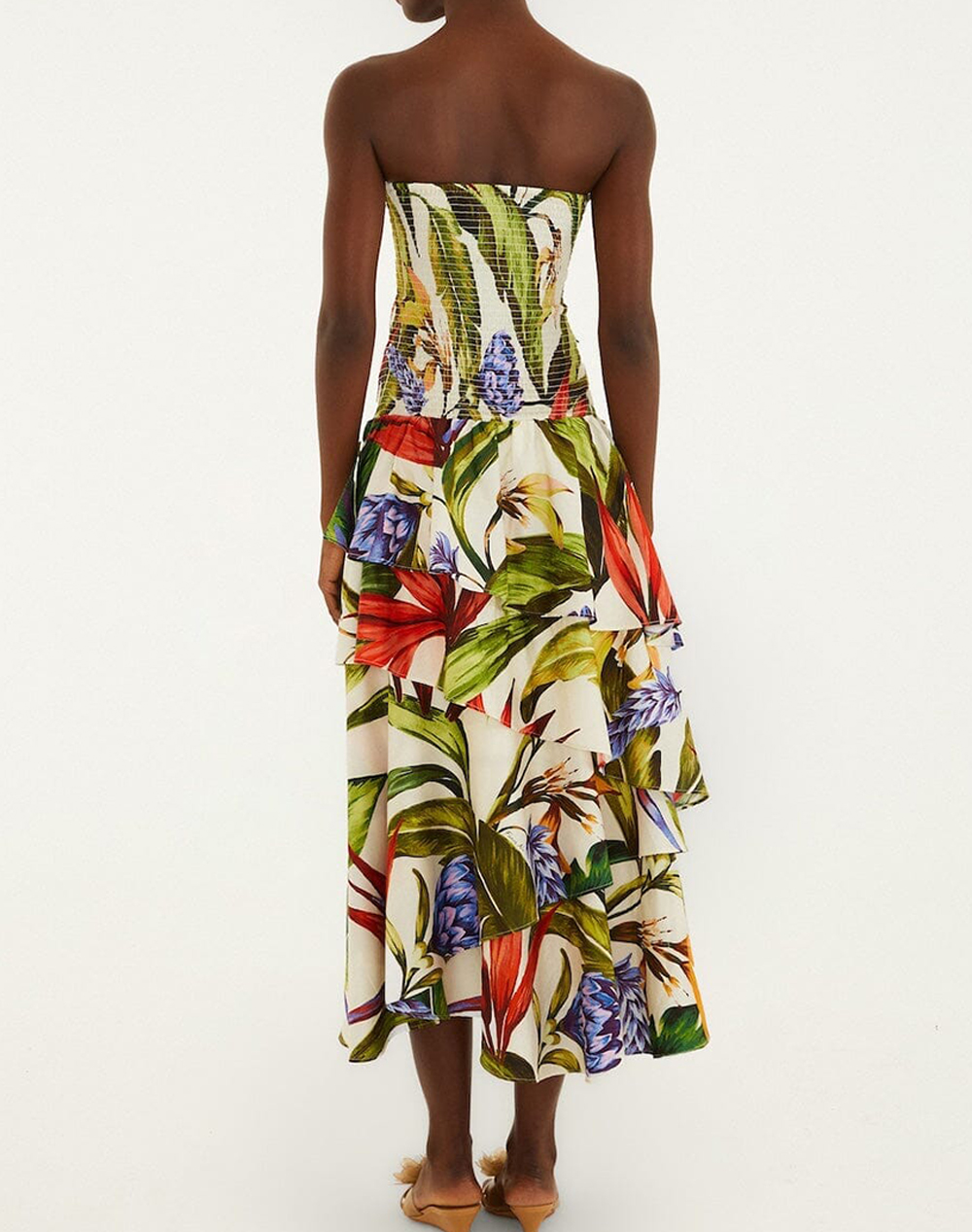 FARM RIO FLORART SAND STRAPLESS MAXI DRESS-FLORART SAND 349159-26044 Multi
