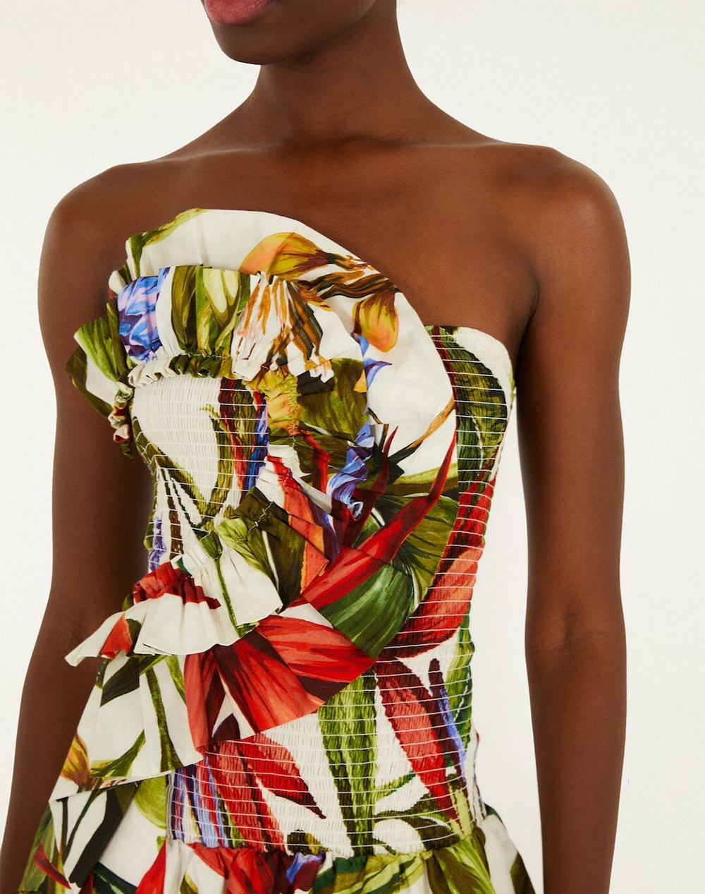 Farm Rio Florart Sand Strapless Maxi Dress-Florart 349159-26044 Multi Γυναικεία ρούχα φορέματα Politikos Shop Πολιτικός