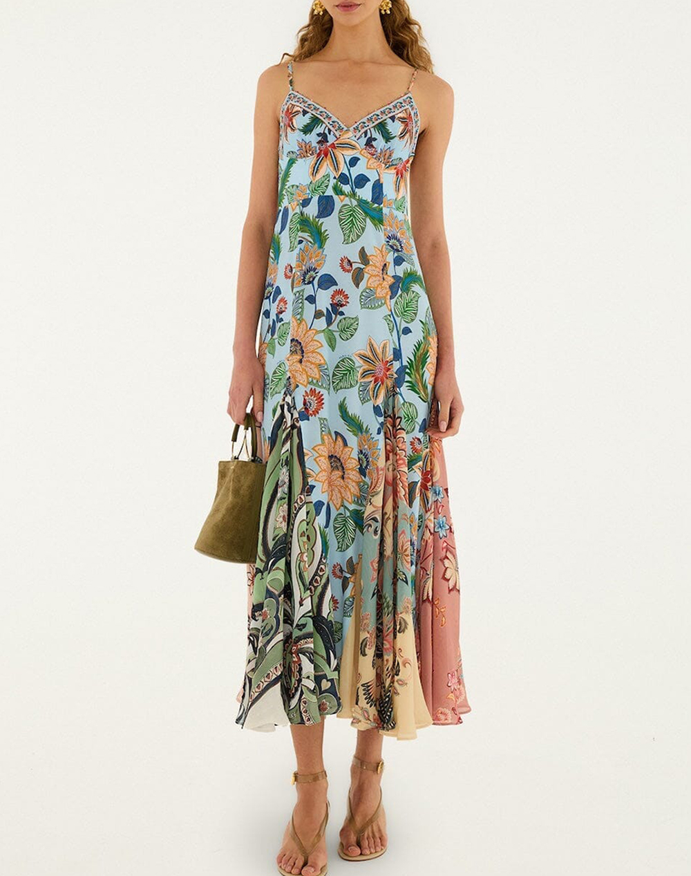 FARM RIO FLORAL DELHI LIGHT BLUE SLEEVELESS MAXI DRESS-FLORAL DELHI LIGHT BLUE 344231-26040 Multi