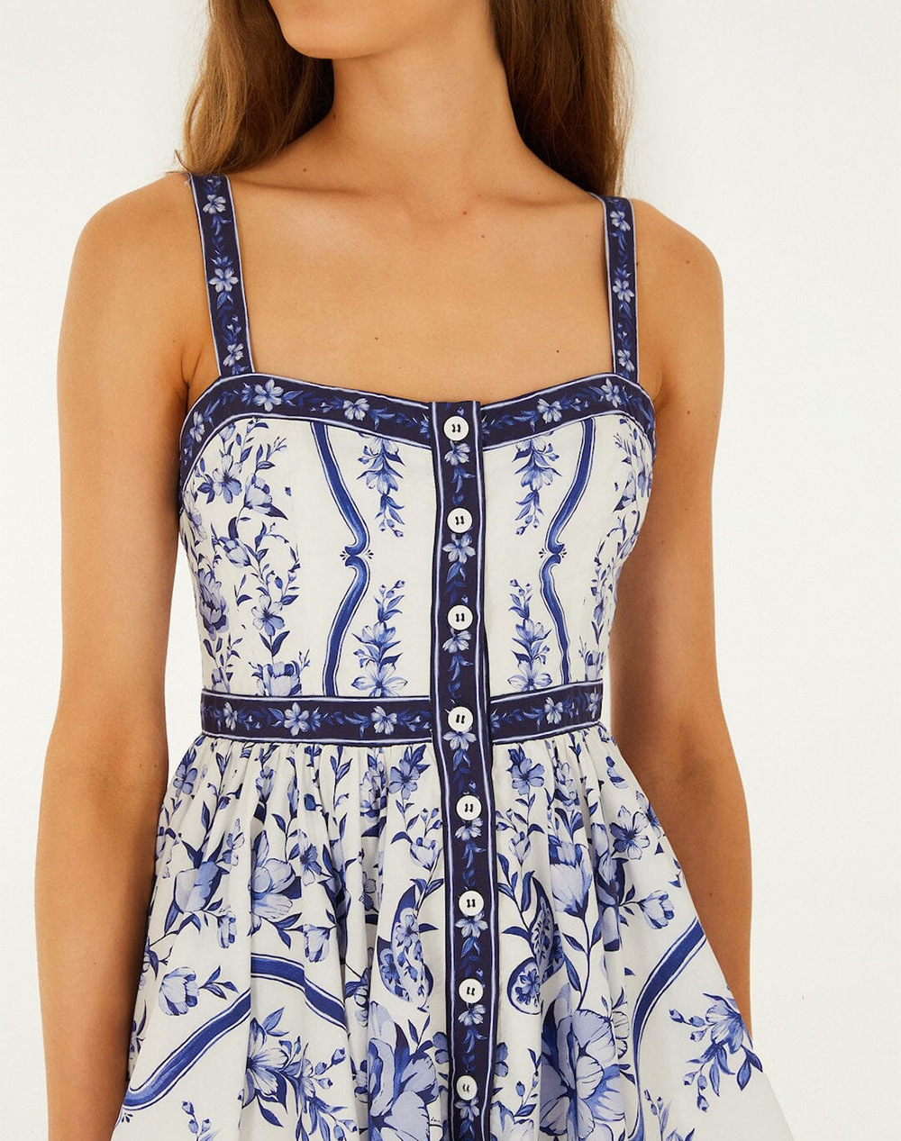 Farm Rio Porcelain Garden Off-White Sleeveless Mini Dress-Porcelain 348366-26076 Multi Γυναικεία ρούχα φορέματα Politikos Shop Πολιτικός