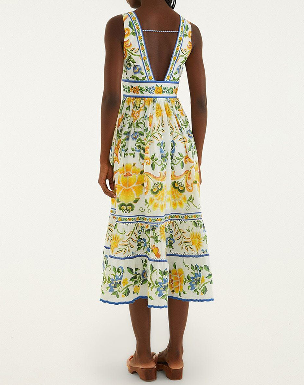 FARM RIO EMILY FLORAL TAPESTRY OFF-WHITE MIDI DRESS-EMILY FLORAL TAPESTRY OFF-WHITE 355446-25185-25185 Multi