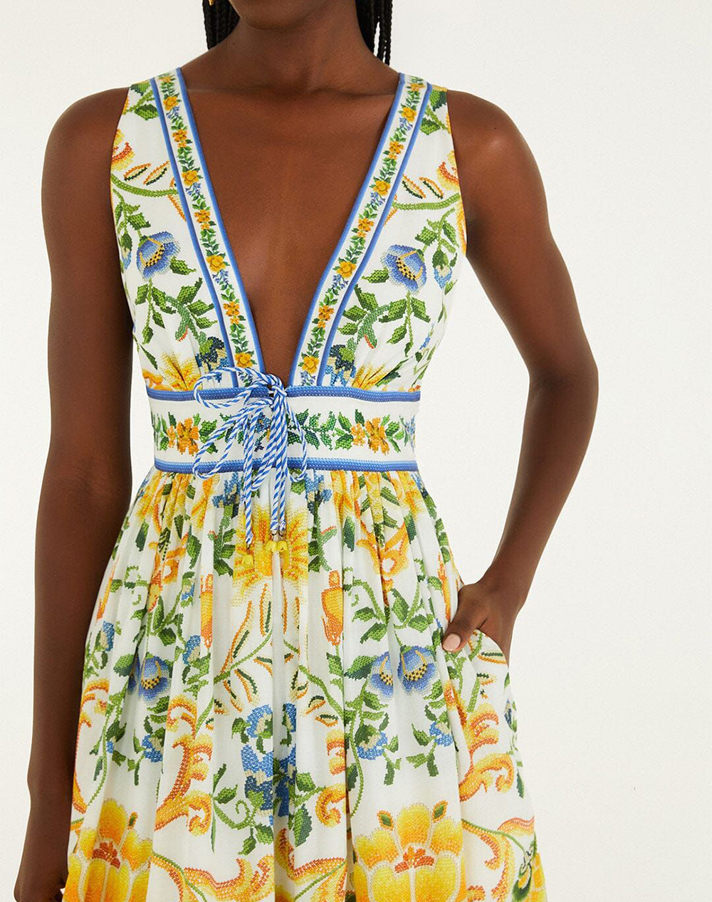 FARM RIO FARM RIO EMILY FLORAL TAPESTRY OFF-WHITE MIDI DRESS-EMILY FLORAL TAPESTRY OFF-WHITE 355446-25185-25185 Multi - 3