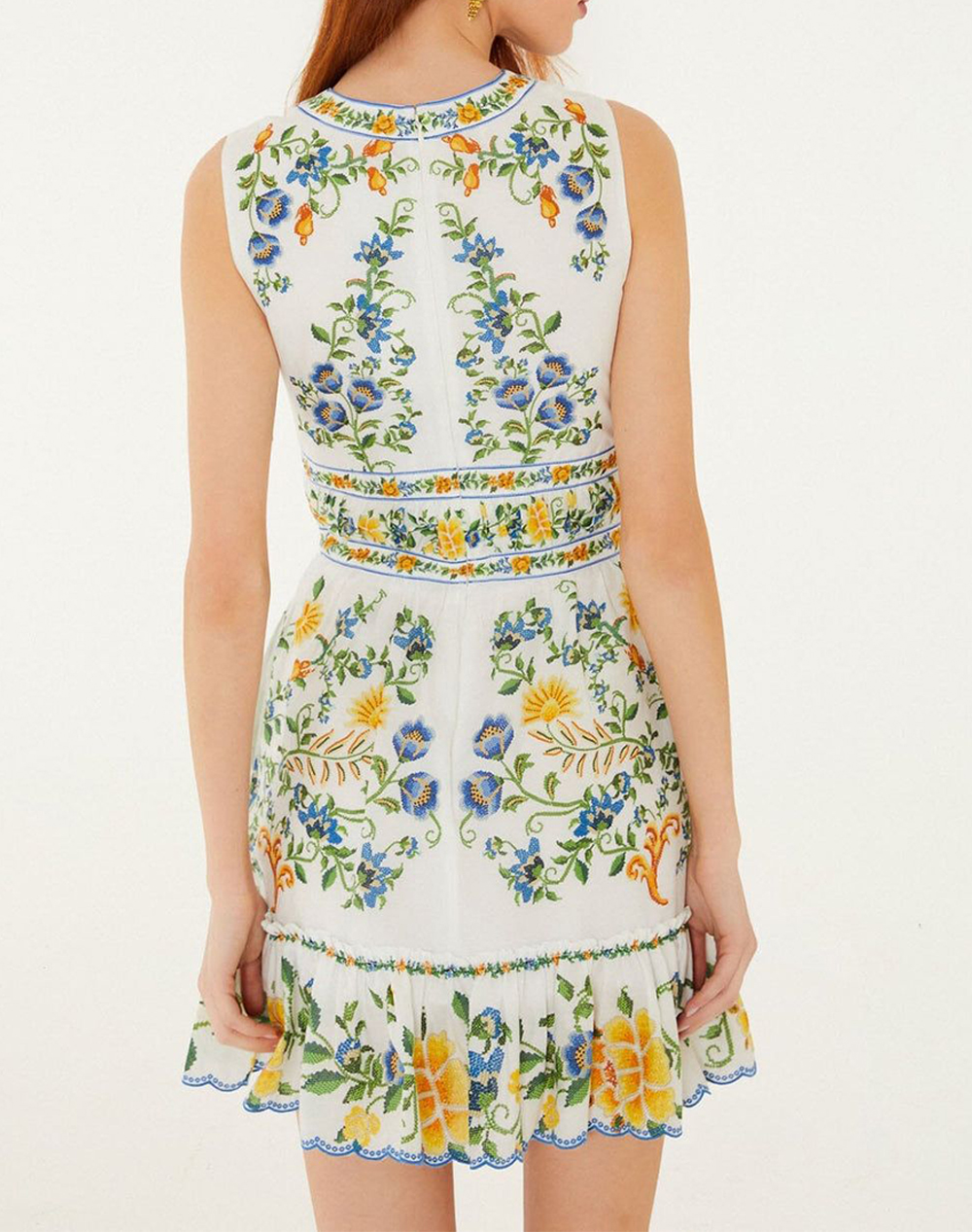 FARM RIO EMILY FLORAL TAPESTRY OFF-WHITE MINI DRESS-EMILY FLORAL TAPESTRY OFF-WHITE 355470-25185-25185 Multi