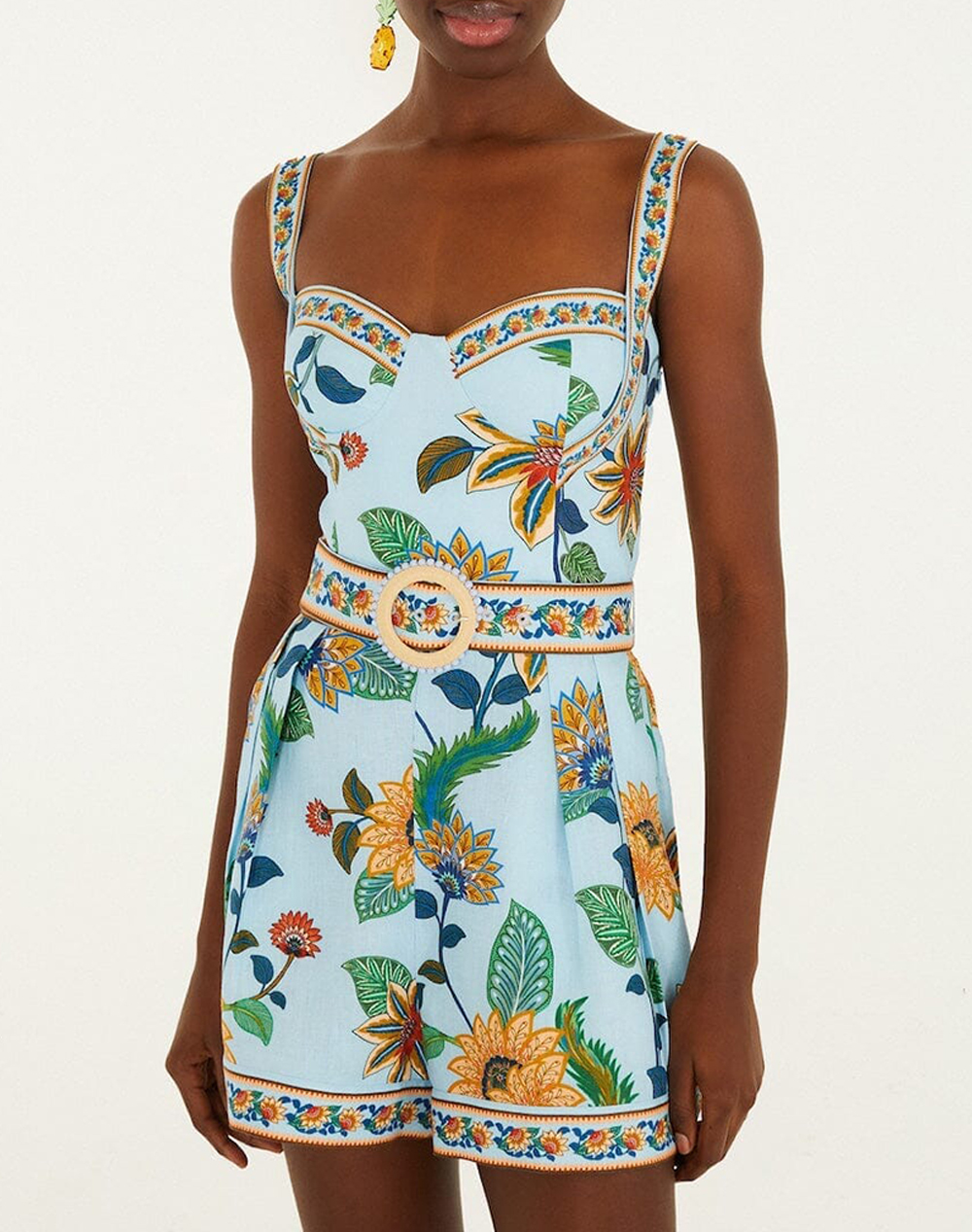 FARM RIO FLORAL DELHI LIGHT BLUE ROMPER-FLORAL DELHI LIGHT BLUE 348958-26040 Multi