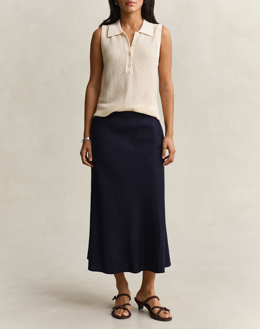 Gant Φούστα Flared Linen Blend Skirt 3Gw4400231-433 Darkblue Γυναικεία ρούχα φούστες Politikos Shop Πολιτικός