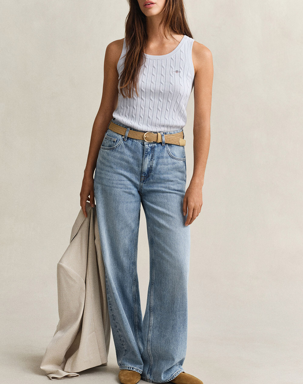 Gant Μπλούζα Χμ Stretch Cotton Cable Tank Top 3Gw4800107-455 Skyblue Γυναικεία ρούχα μπλούζες Τοπ Κορμακια Politikos Shop Πολιτικός