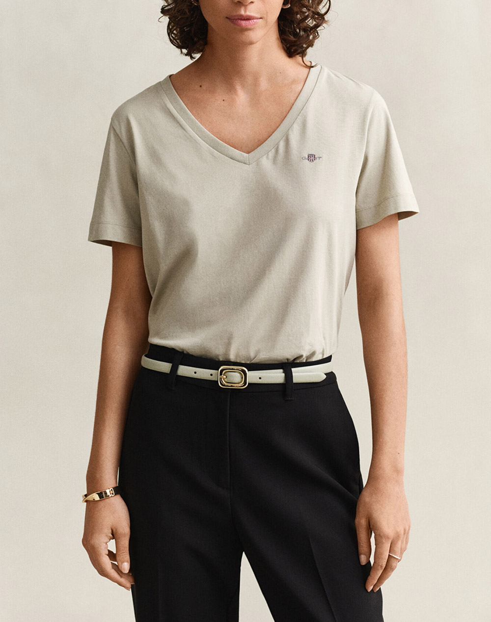 GANT ΜΠΛΟΥΖΑ ΚΜ REG SHIELD SS V-NECK T-SHIRT 3GW4200750-3 Biege