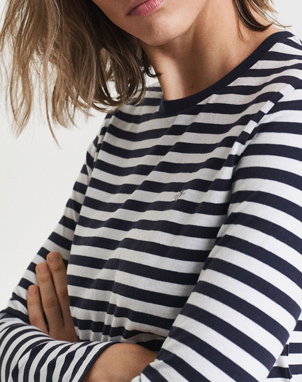 Gant Μπλούζα Μμ Reg Striped Shield Ls T-Shirt 3Gw4200565-433 Darkblue Γυναικεία ρούχα μπλούζες Τ-Shirt Politikos Shop Πολιτικός