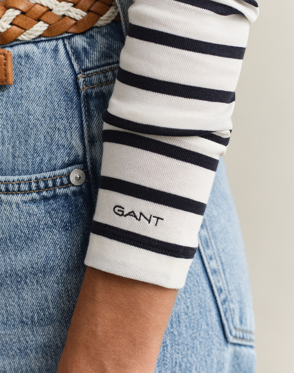 Gant Μπλούζα Μμ Slim Breton Striped Ls T-Shirt 3Gw4201457-113 Offwhite Γυναικεία ρούχα μπλούζες Τ-Shirt Politikos Shop Πολιτικός