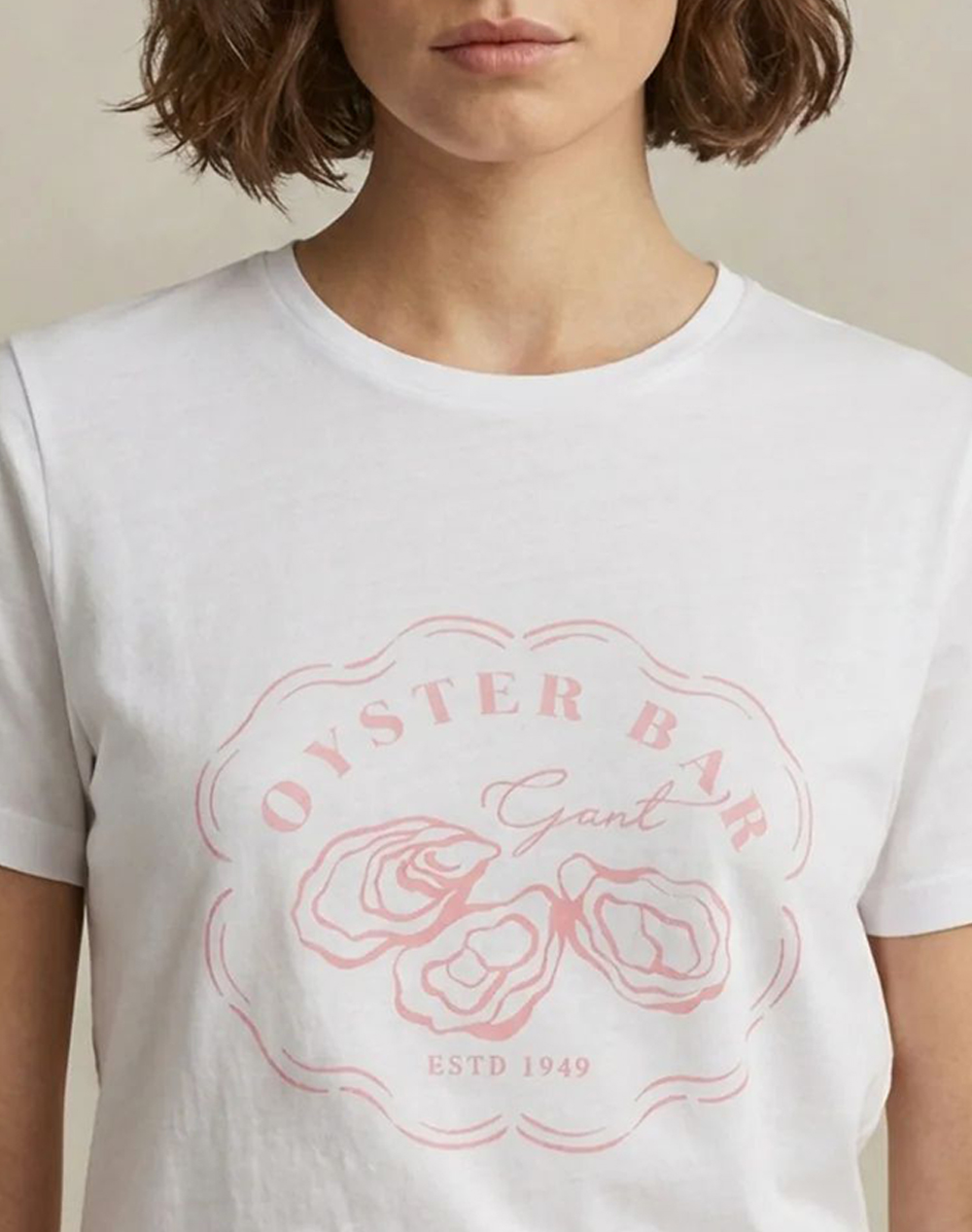 Gant Μπλούζα Κμ Reg Graphic Print Ss T-Shirt 3Gw4201461-105 Offwhite Γυναικεία ρούχα μπλούζες Τ-Shirt Politikos Shop Πολιτικός