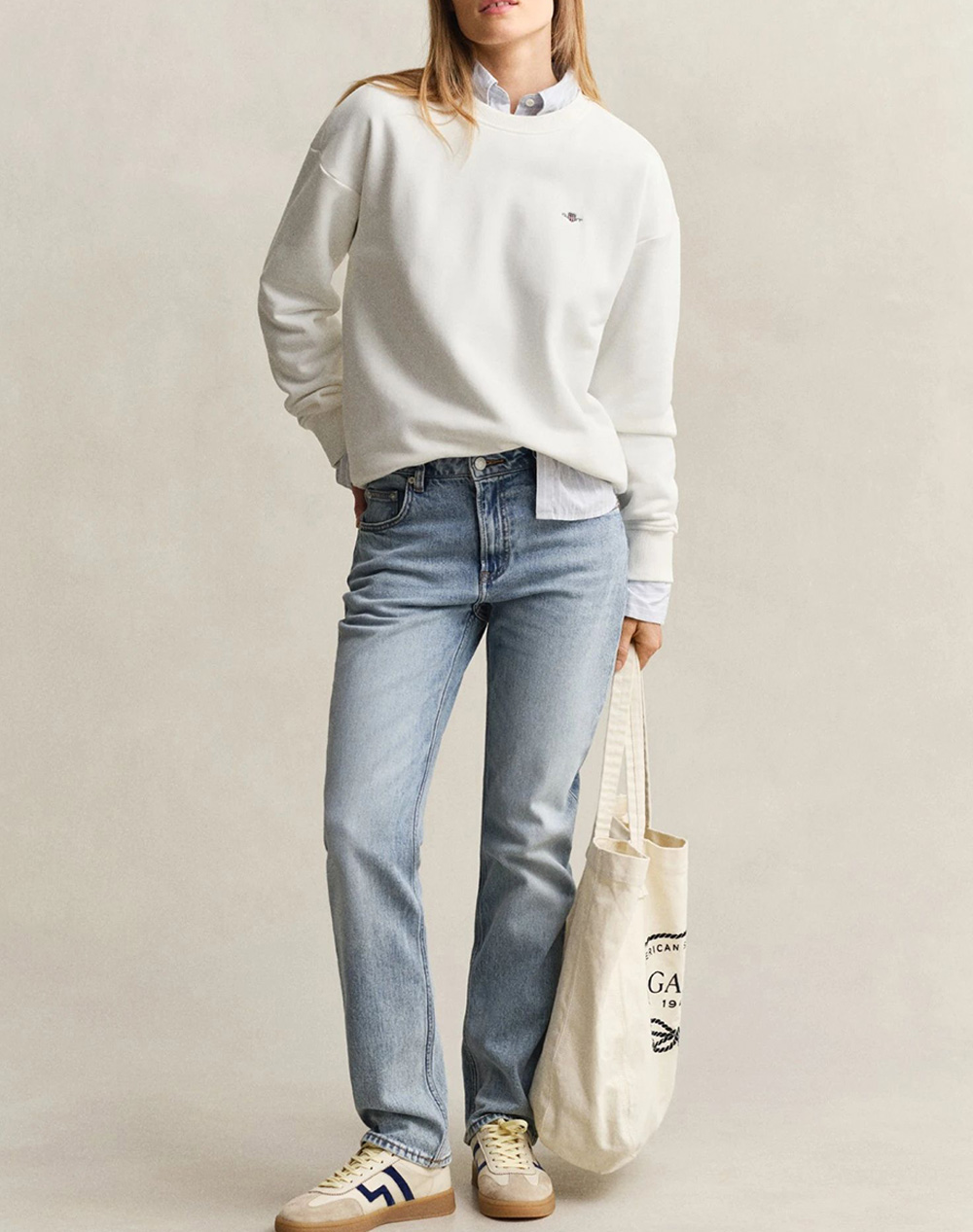Gant Φούτερ Μμ Shield C-Neck Sweat 3Gw4201414-113 Offwhite Γυναικεία ρούχα μπλούζες φούτερ Politikos Shop Πολιτικός