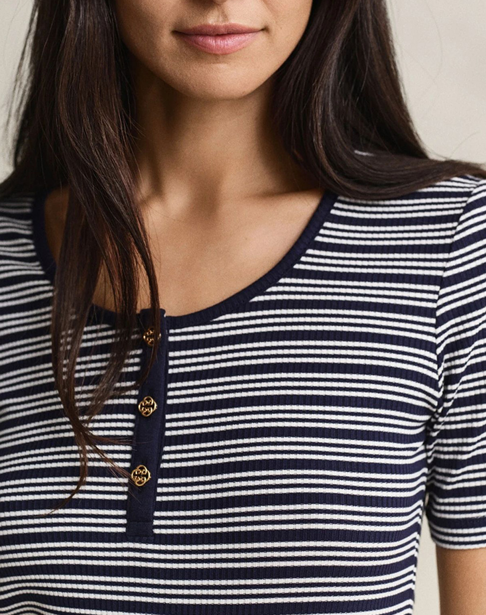 Gant Μπλούζα Slim Ribbed Ss Henley Top 3Gw4201438-433 Darkblue Γυναικεία ρούχα μπλούζες Τ-Shirt Politikos Shop Πολιτικός