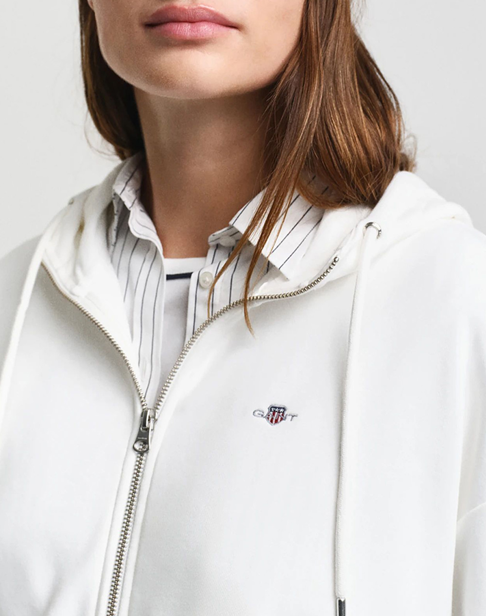 Gant Ζακέτα Φούτερ Shield Zip Hoodie 3Gw4201412-113 Offwhite Γυναικεία ρούχα μπλούζες φούτερ Politikos Shop Πολιτικός