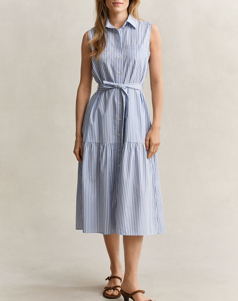 GANT ΦΟΡΕΜΑ STRIPE CTN SLEEVELESS DRESS 3GW4503502-424 LightBlue