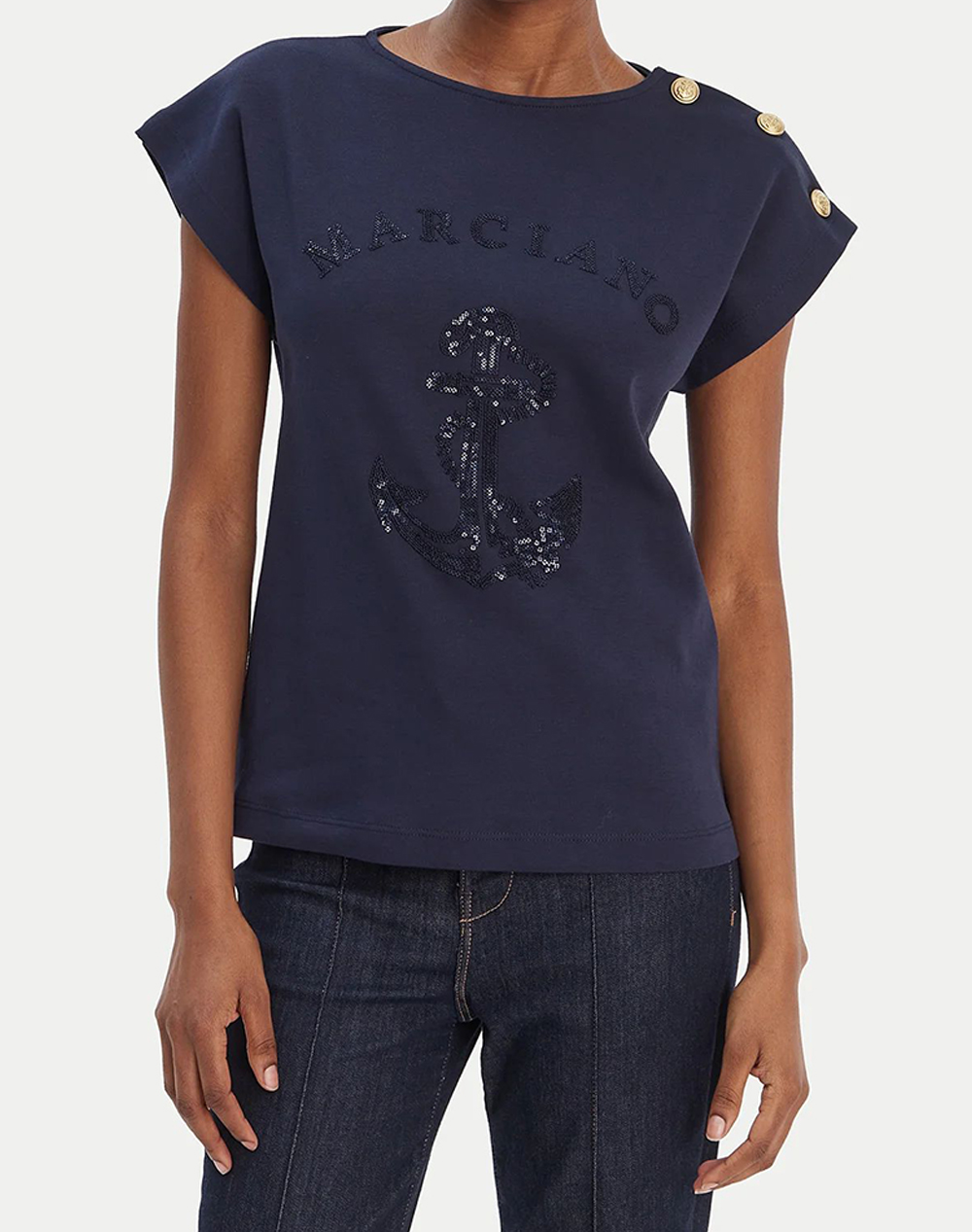 GUESS BY MARCIANO LYRIS SEQUINS TSHIRT ΜΠΛΟΥΖΑ ΓΥΝΑΙΚΕΙΟ 6RGI036362A-G77G DarkBlue