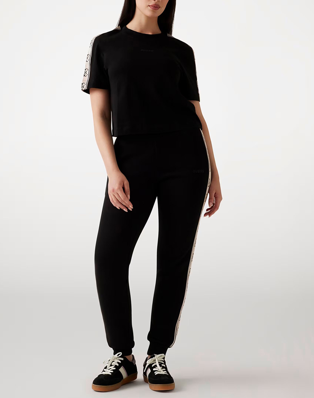 Guess Britney Crop Tee Μπλούζα Γυναικείο V3Ri08I3Z14-Jblk Black Γυναικεία ρούχα μπλούζες Τ-Shirt Politikos Shop Πολιτικός
