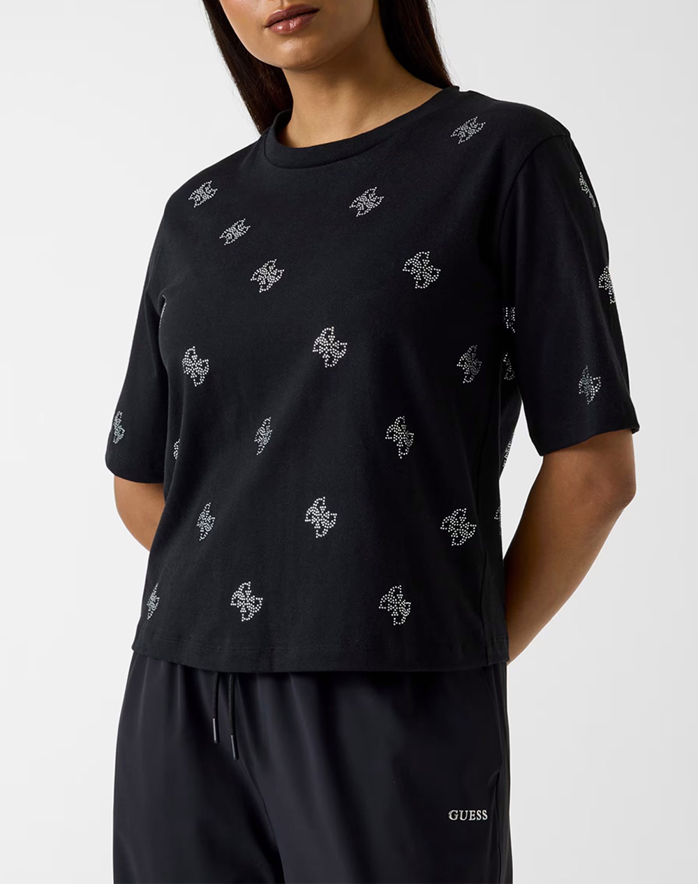 GUESS SILVY 4G SS CN T-SHIRT ΜΠΛΟΥΖΑ ΓΥΝΑΙΚΕΙΟ V6GI18K2985-JBLK Black