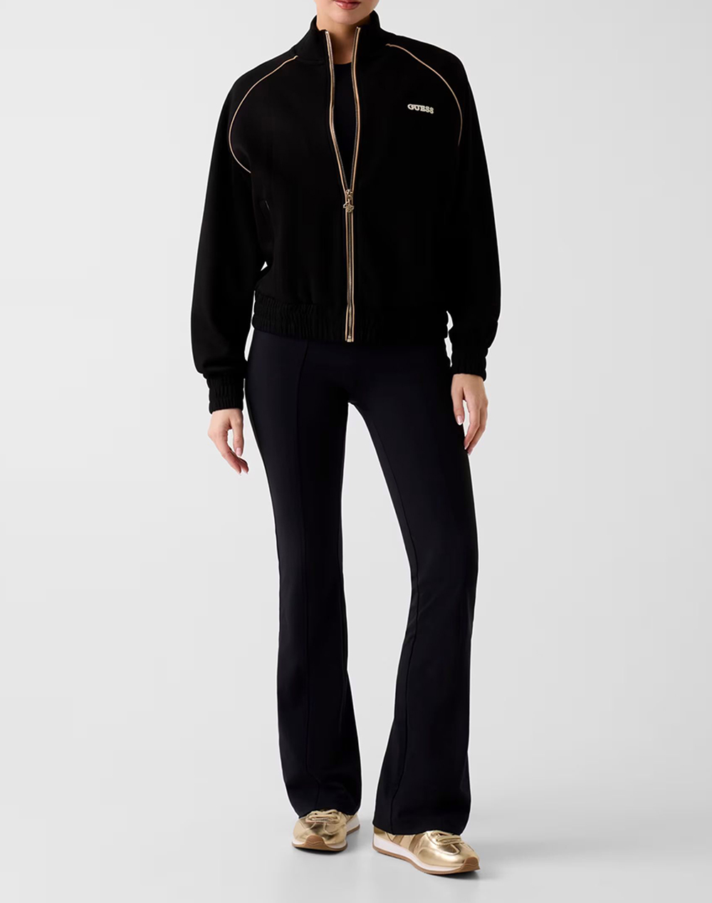 Guess Georgia High Neck Full-Zip Swe Φούτερ Γυναικείο V6Rq00Kd852-Jblk Black Γυναικεία ρούχα μπλούζες φούτερ Politikos Shop Πολιτικός