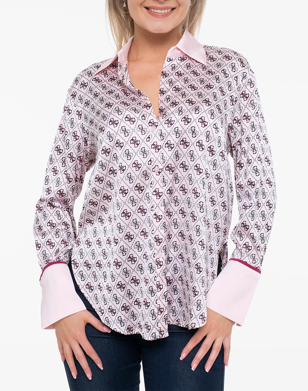 GUESS LS ALEXANDRA SHIRT ΠΟΥΚΑΜΙΣΟ ΓΥΝΑΙΚΕΙΟ W4YH47WF1T2-P6GN LightPink