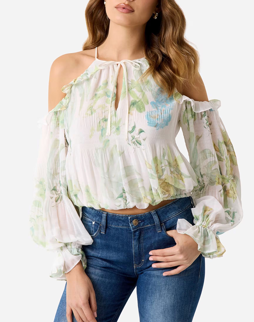 Guess Ls Emily Cold Shldr Top Πουκαμισο Γυναικείο W6Gh94W2397-Pmma Multi Γυναικεία ρούχα μπλούζες Τοπ Κορμακια Politikos Shop Πολιτικός