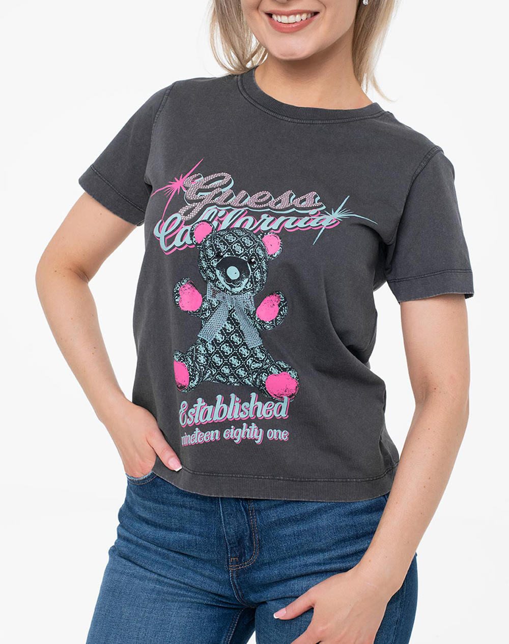 GUESS SS CN GUESS BEAR TEE ΜΠΛΟΥΖΑ ΓΥΝΑΙΚΕΙΟ W6RI38I3Z14-JTMU DarkSlateGrey